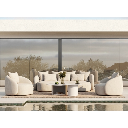 LA Furniture Tabarca Outdoor Beige Fabric 4 Seat Sofa + 2 Chairs VGVK-F017-4SEAT-BGE Contemporary Style by Vig Furnitrue Number 85647 Catch Home Goods