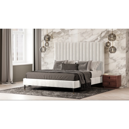 LA Furniture Hemlock Contemporary White Fabric Bed VGKK-B606-WHT-BED-C Contemporary Style by Vig Furnitrue Number 79765|79766 Catch Home Goods