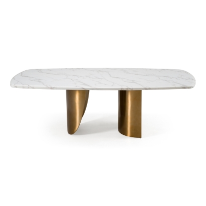 LA Furniture Reynold Glam Faux Marble + Gold Stainless Steel 94-Inch Dining Table VGGM-M-DT-1768C Contemporary Style by Vig Furnitrue Number 83334 Catch Home Goods