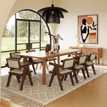 LA Furniture Rhea Modern 87" Natural Acacia Rectangular Dining Table VGWDMAR-DT2.2-NAT Contemporary Style by Vig Furnitrue Number 81314 Catch Home Goods