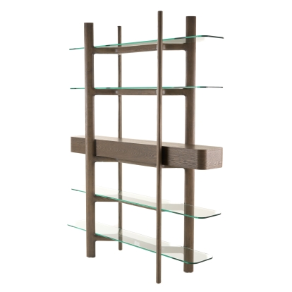 LA Furniture Rinaldi Mid-Century Modern Grey Ash + Glass Bookshelf VGCS-DS-23006 Contemporary Style by Vig Furnitrue Number 81590 Catch Home Goods