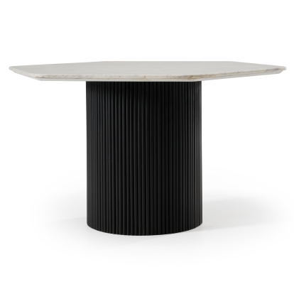 LA Furniture Rivas Modern White Marble + Black Hex Dining Table VGNR-NI90201 Contemporary Style by Vig Furnitrue Number 83188 Catch Home Goods