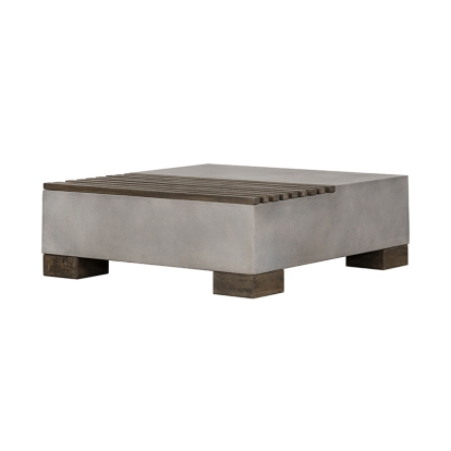 LA Furniture Delaware Modern Concrete & Acacia Square Coffee Table VGLBRIVI-CF85-01 Contemporary Style by Vig Furnitrue Number 76131 Catch Home Goods