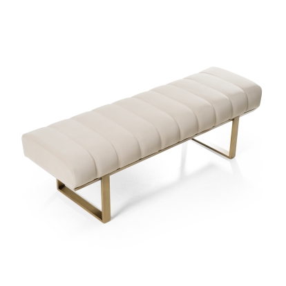 LA Furniture Robles Modern Beige Fabric + Antique Brass Dining Bench VGGA-GA-8687BE-BGE Contemporary Style by Vig Furnitrue Number 83022 Catch Home Goods