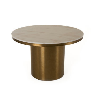 LA Furniture Rocky Glam White Marble & Brush Gold Round Dining Table VGGM-M-DT-1309-RND Contemporary Style by Vig Furnitrue Number 81790 Catch Home Goods