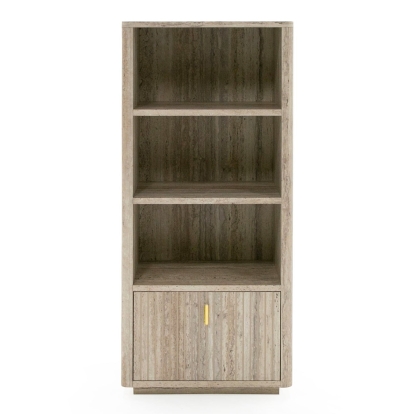 LA Furniture Roma Modern Faux Travertine + Gold Bookcase VGAN-ROMA-BOOK Contemporary Style by Vig Furnitrue Number 80247 Catch Home Goods