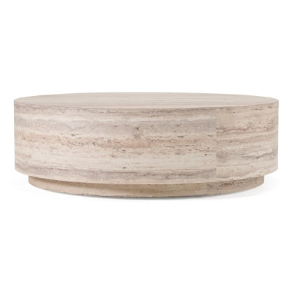 LA Furniture Roma Modern Faux Travertine Round Coffee Table VGAN-ROMA-RND-CT Contemporary Style by Vig Furnitrue Number 80567 Catch Home Goods