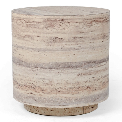 LA Furniture Roma Modern Faux Travertine Round End Table VGAN-ROMA-RND-ET Contemporary Style by Vig Furnitrue Number 80568 Catch Home Goods