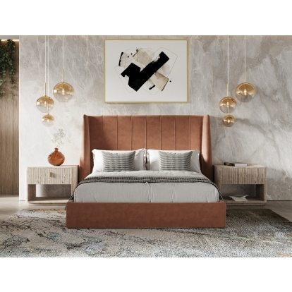 LA Furniture Roma Modern Burnt Orange Microfiber Upholstered Bed VGVCBD2305-BORG Contemporary Style by Vig Furnitrue Number 81429|81430 Catch Home Goods
