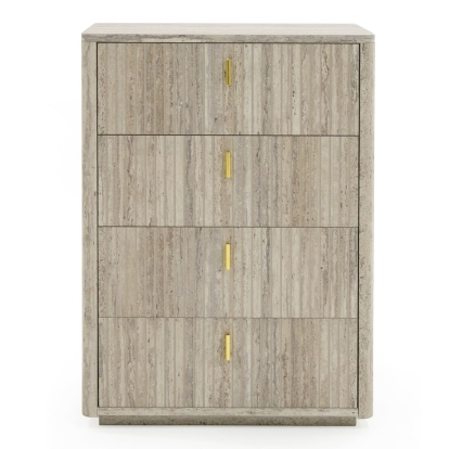 LA Furniture Roma Modern Faux Travertine + Gold Chest VGAN-ROMA-CHEST Contemporary Style by Vig Furnitrue Number 80243 Catch Home Goods