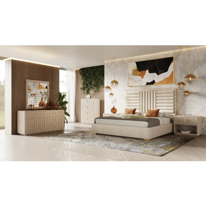 LA Furniture Roma Modern Faux Travertine + Gold Chest VGAN-ROMA-CHEST Contemporary Style by Vig Furnitrue Number 80243 Catch Home Goods