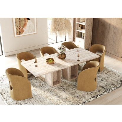 LA Furniture Roma Modern Travertine Rectangular Dining Table VGAN-ROMA-DT Contemporary Style by Vig Furnitrue Number 80570 Catch Home Goods