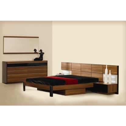LA Furniture Rondo Mid-Century Platform Bed with Nightstands Storage And Lights VGWCRONDO Contemporary Style by Vig Furnitrue Number 11720|11722|74529 Catch Home Goods