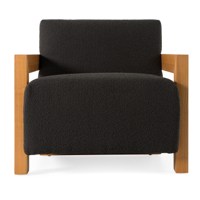 LA Furniture Rosen Modern Black Fabric + Natural Oak Accent Chair VGMF-L3128-BLK Contemporary Style by Vig Furnitrue Number 81413 Catch Home Goods