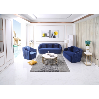 LA Furniture Palomar Modern Blue Velvet & Brass Sofa VGVCS1811-BLU-SOFA Contemporary Style by Vig Furnitrue Number 75046 Catch Home Goods