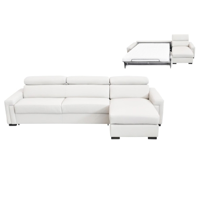 LA Furniture Sacha Modern White Leather Reversible Sectional Sofa Bed with Storage VGNT-SACHA-E3018-W Contemporary Style by Vig Furnitrue Number 71447A Catch Home Goods