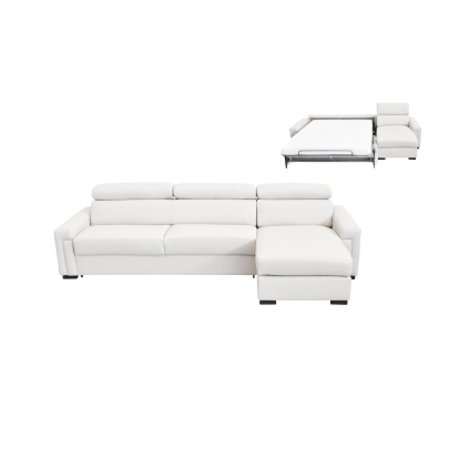 LA Furniture Sacha Modern White Leather Reversible Sectional Sofa Bed with Storage VGNT-SACHA-E3018-W Contemporary Style by Vig Furnitrue Number 71447A Catch Home Goods