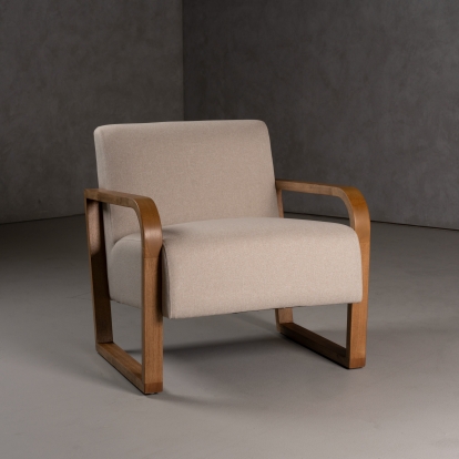 LA Furniture Sada Mid-Century Modern Beige Linen + Chestnut Accent Chair VGRH-RHS-AZHT04 Contemporary Style by Vig Furnitrue Number 81527 Catch Home Goods
