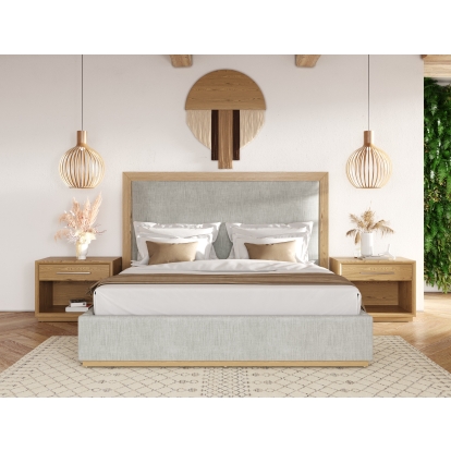 LA Furniture Santa Barbara Modern Grey Fabric + Natural Bed VGMABR-152-BED Contemporary Style by Vig Furnitrue Number 82035|81222|82036 Catch Home Goods