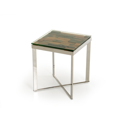 LA Furniture Santiago Modern Rectangular Wood Mosaic End Table VGEWF1193-1AB Contemporary Style by Vig Furnitrue Number 72019 Catch Home Goods