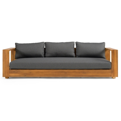 LA Furniture Santorini Outdoor Grey Olefin Fabric + Natural Teak Sofa Set VGEF-CROVIE-SET Contemporary Style by Vig Furnitrue Number 83432 Catch Home Goods