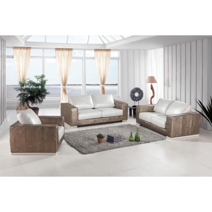 LA Furniture Cordova Modern Bronze & White Leather Sofa Set VGBNSBL-9228 Contemporary Style by Vig Furnitrue Number 73579 Catch Home Goods