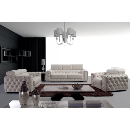 LA Furniture Lumy Modern Tufted White Leather Loveseat with Crystals VGBN3025-LOVE Contemporary Style by Vig Furnitrue Number 14387 Catch Home Goods