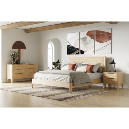 LA Furniture Seattle Modern Natural Oak Bedroom Set VGWD-SEA-QBKB-SET Contemporary Style by Vig Furnitrue Number 81600|81601 Catch Home Goods