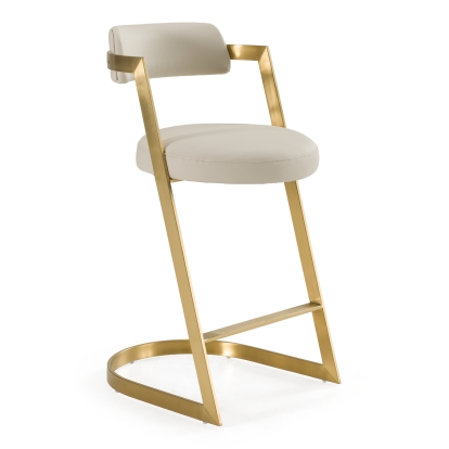 LA Furniture Shandra Beige Leatherette + Gold Counter Stool VGRH-RHS-CS-220-BGEGLD Contemporary Style by Vig Furnitrue Number 80930 Catch Home Goods