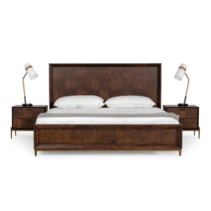 LA Furniture Shane Eastern King Modern Acacia & Brass Bed VGNXSHANE-BED-EK Contemporary Style by Vig Furnitrue Number 77471 Catch Home Goods