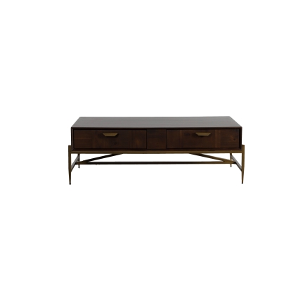LA Furniture Shane Modern Acacia & Brass Coffee Table VGNXMEMPHIS-ACA-CT Contemporary Style by Vig Furnitrue Number 78556 Catch Home Goods