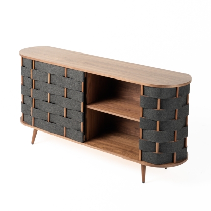 LA Furniture Sheridan Mid-Century Modern Grey Fabric + Walnut Buffet VGDWJ9899 Contemporary Style by Vig Furnitrue Number 80997 Catch Home Goods