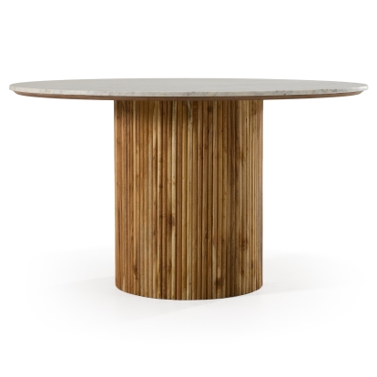 LA Furniture Shirley Modern White Marble + Natural Acacia Round Dining Table VGNR-NI90125 Contemporary Style by Vig Furnitrue Number 83187 Catch Home Goods
