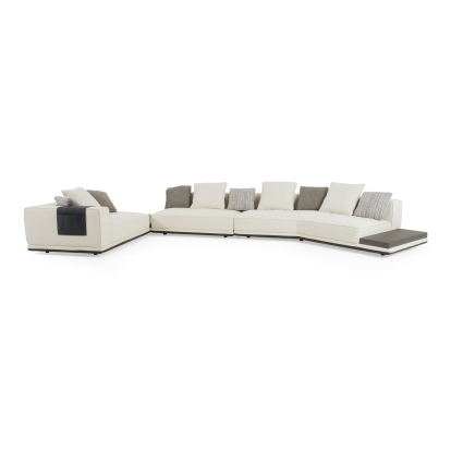 LA Furniture Siret Modern Ivory Fabric Modular Sectional Sofa with Coffee Table VGBB-HR-SOFA-IVY Contemporary Style by Vig Furnitrue Number 81829 Catch Home Goods