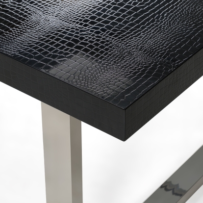 LA Furniture Skyline + Cora Modern Black Crocodile + Grey Fabric & Leatherette Dining Set VGUN- SKYLINE-CORA-SET Contemporary Style by Vig Furnitrue Number 85930 Catch Home Goods