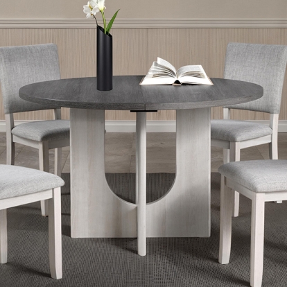 Furniture Of America Oberto Transitional Gray Round Dining Table Model SL3406GY-RT