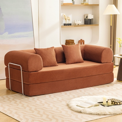 Furniture Of America Perri Contemporary Rustic Brown 79" Compressed Sofa Model SL6907BR