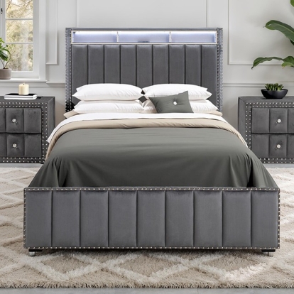 Furniture Of America Farese Contemporary Dark Gray Bed Model SL7001DG-Queen Bed