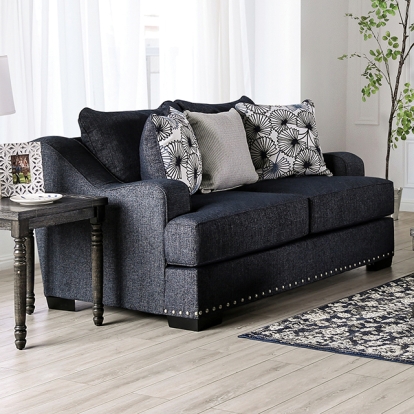 Furniture Of America Sonora Transitional Dark Navy Loveseat Model SM1218-LV