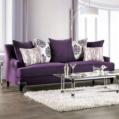 Furniture Of America Sisseton Transitional Purple Sofa Model SM2208-SF
