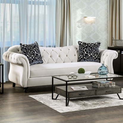 Furniture Of America Antoinette Glam White Sofa Model SM2228-SF