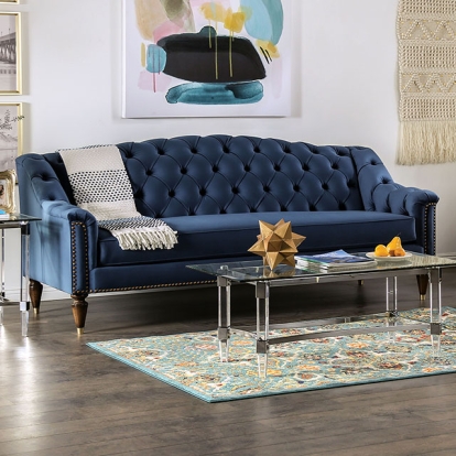 Furniture Of America Martinique Transitional Blue Sofa Model SM2230-SF