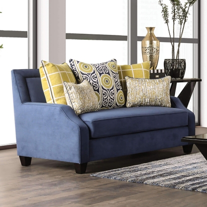 Furniture Of America West Brompton Transitional Navy/Yellow Loveseat Model SM2274-LV