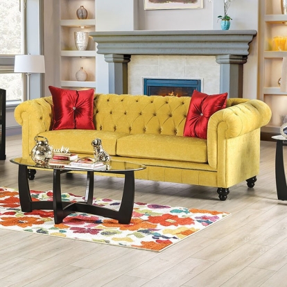 Furniture Of America Eliza Glam Royal Yellow/Red Sofa Model SM2284-SF