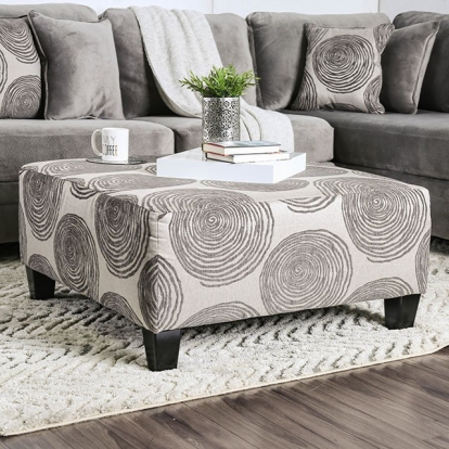 Furniture Of America Bonaventura Transitional Gray/Pattern Ottoman Model SM5142GY-OT