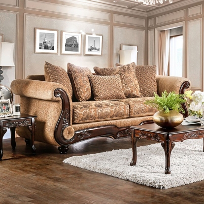 Furniture Of America Nicanor Traditional Tan/Gold Sofa Model SM6407-SF