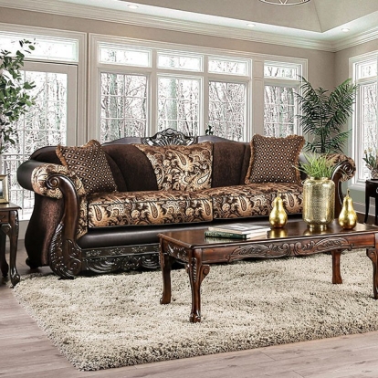 Furniture Of America Newdale Traditional Brown/Gold Sofa Model SM6427-SF