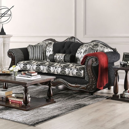 Furniture Of America Ronja Traditional Black Sofa Model SM6432-SF