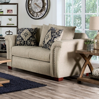 Furniture Of America Belsize Transitional Beige/Navy Loveseat Model SM6438-LV