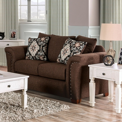 Furniture Of America Belsize Transitional Chocolate/Tan Loveseat Model SM6439-LV